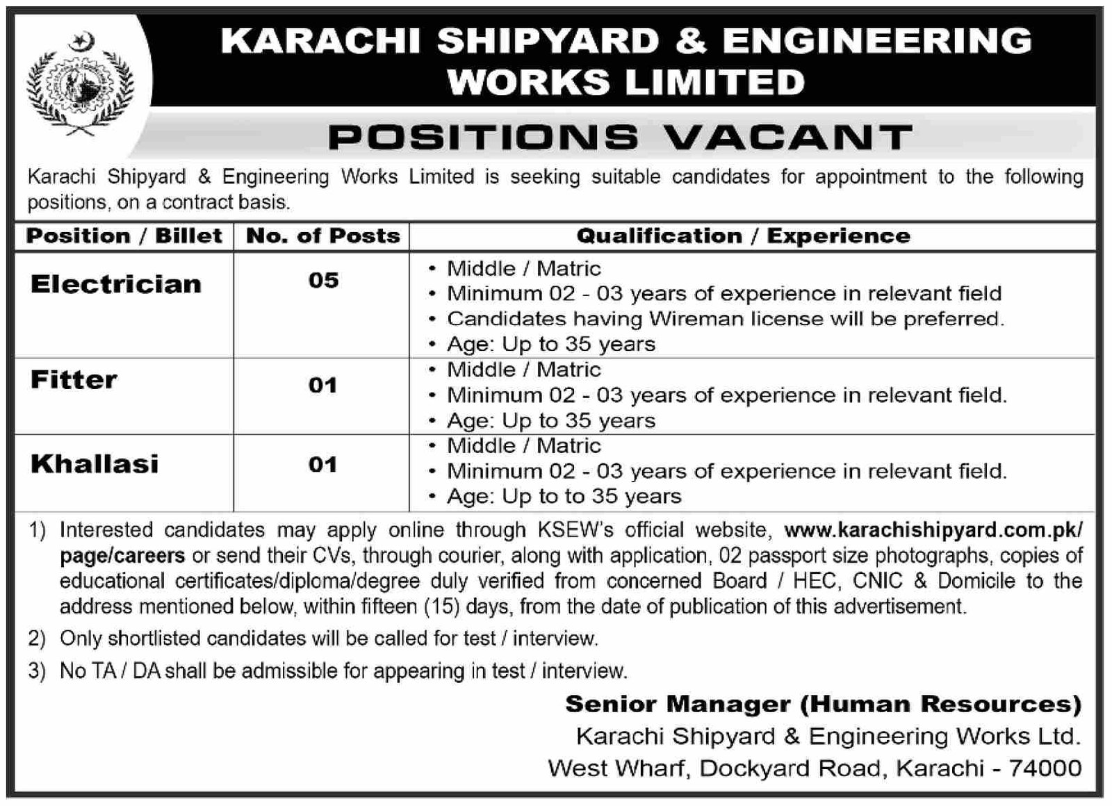 Job Opportunities at Karachi Shipyard in 2026