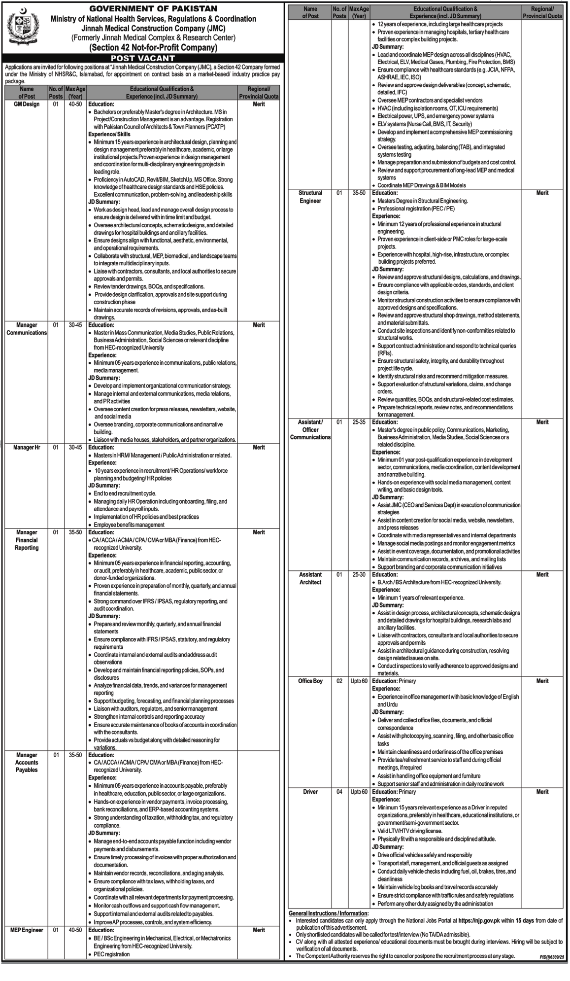 Jobs At Ministry Of National Health Services Apply Now