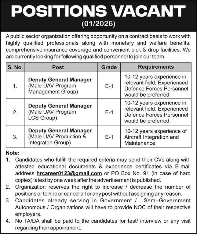 Latest Public Sector Organization Jobs 2026 in Pakistan