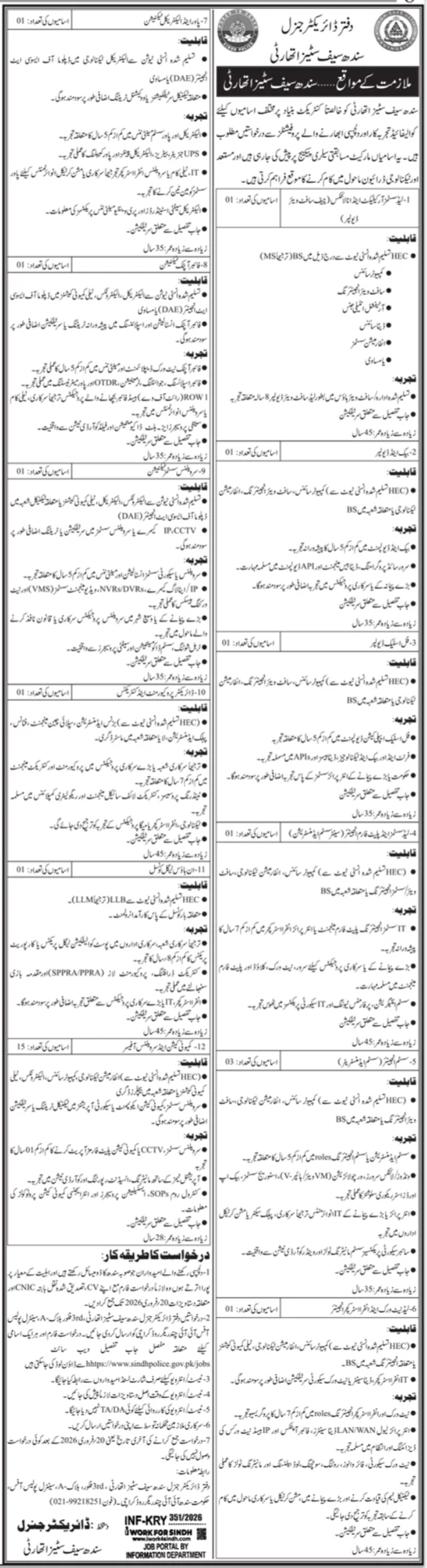 Sindh Safe Cities Authority SSCA Jobs 2026
