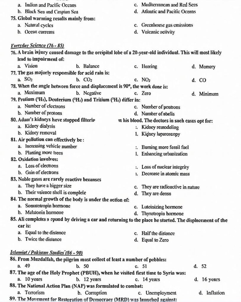 IBA STS Intermediate Category Test Unofficial Answer Key Evening Shift Paper (07 February 2026)